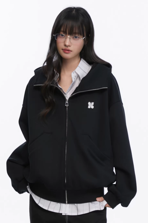 High-Neck Hoodie Jacket