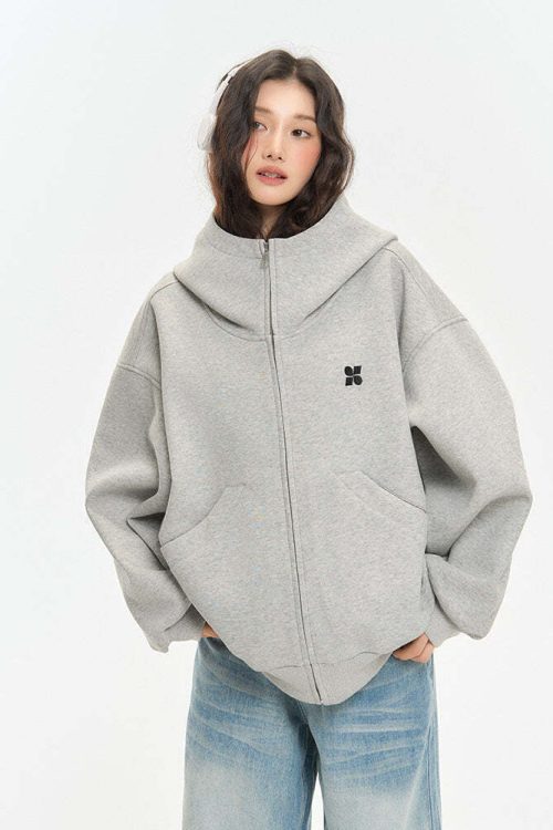 High-Neck Hoodie Jacket