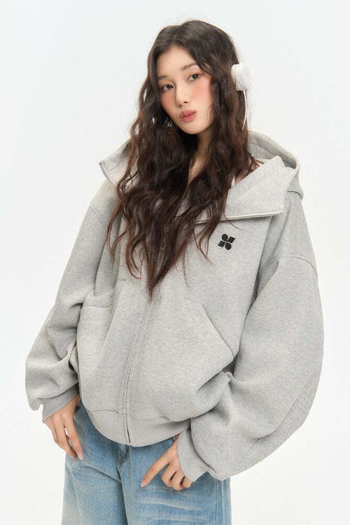 High-Neck Hoodie Jacket