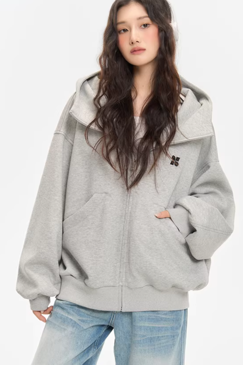 High-Neck Hoodie Jacket