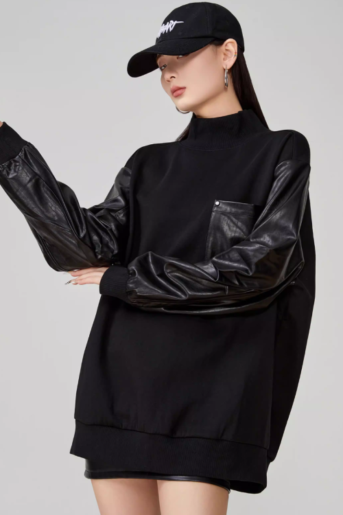 High-Neck Pullover Sweatshirt