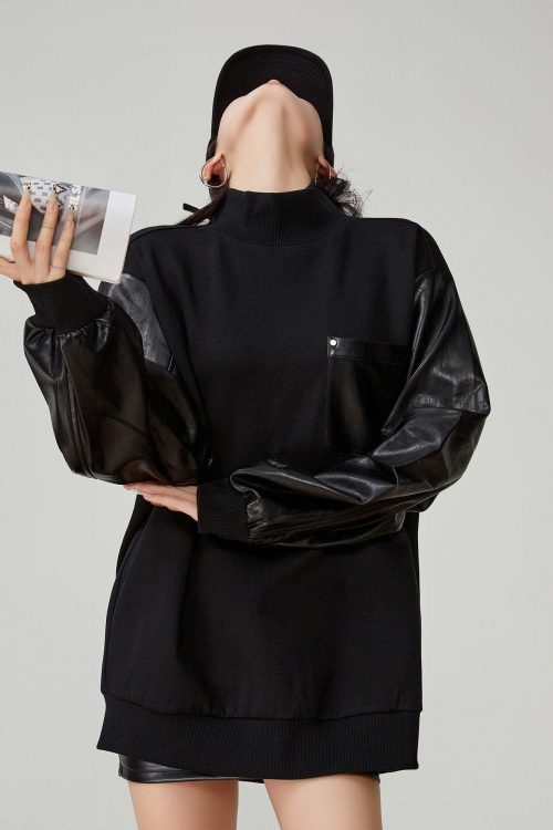 High-Neck Pullover Sweatshirt