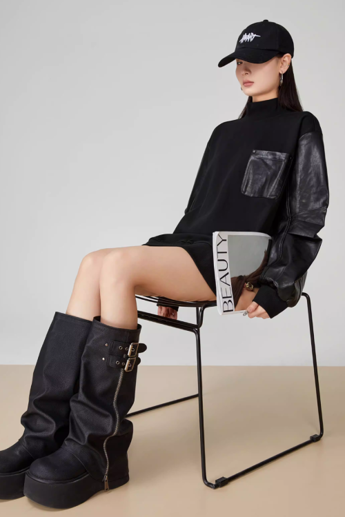 High-Neck Pullover Sweatshirt