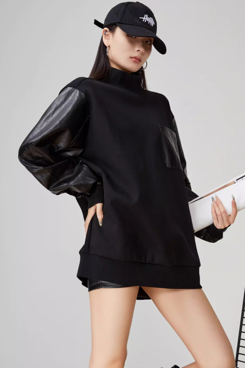 High-Neck Pullover Sweatshirt