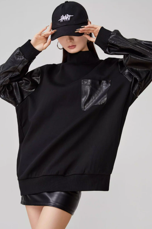 High-Neck Pullover Sweatshirt