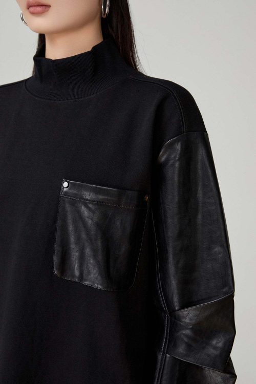 High-Neck Pullover Sweatshirt