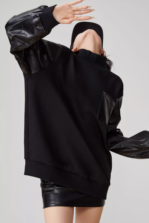 High-Neck Pullover Sweatshirt