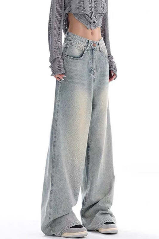 High Waist Draped Gradient Ripped Jeans High Waist Draped Gradient Ripped Jeans