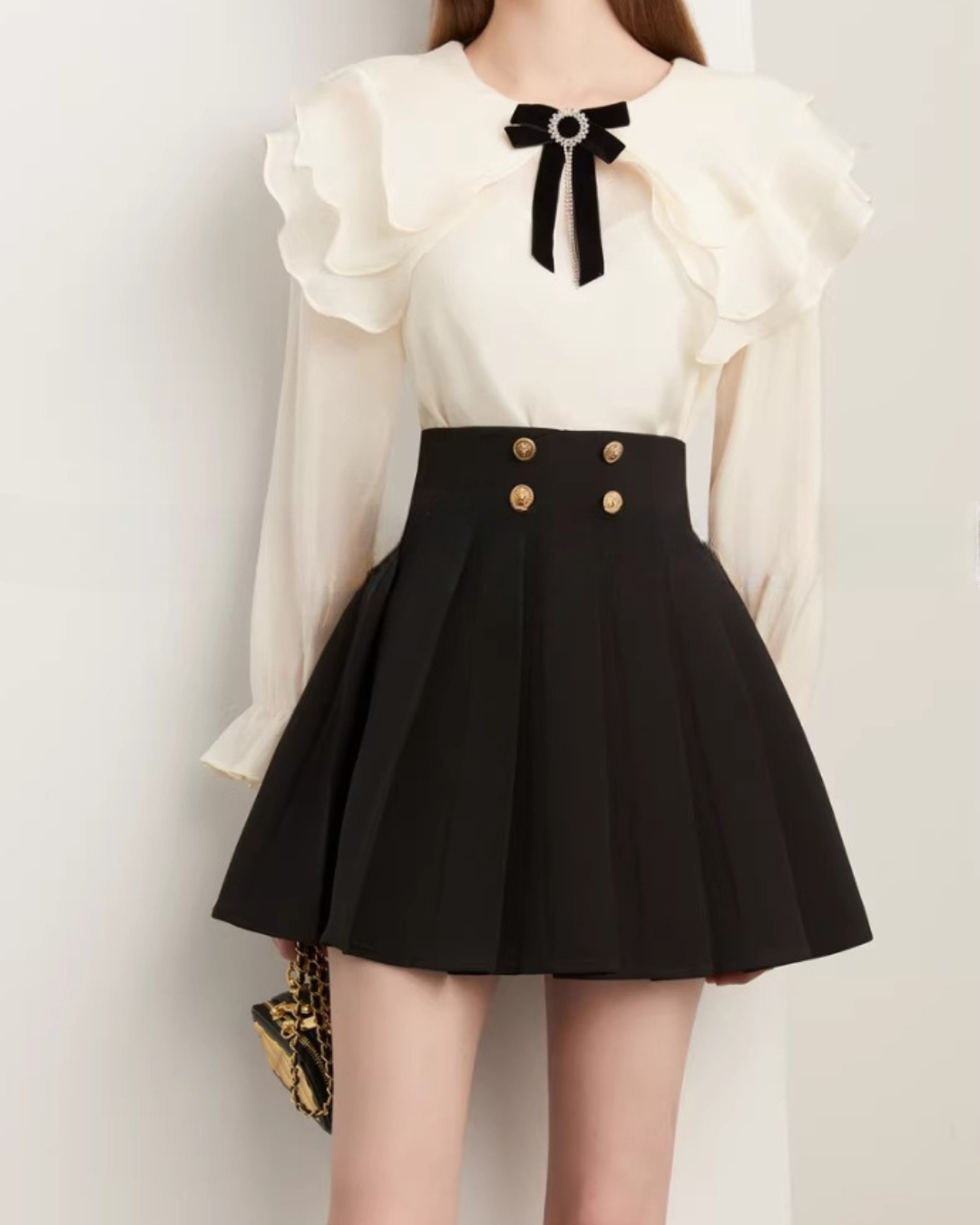 High-Waist Gold Button Skirt High-Waist Gold Button Skirt