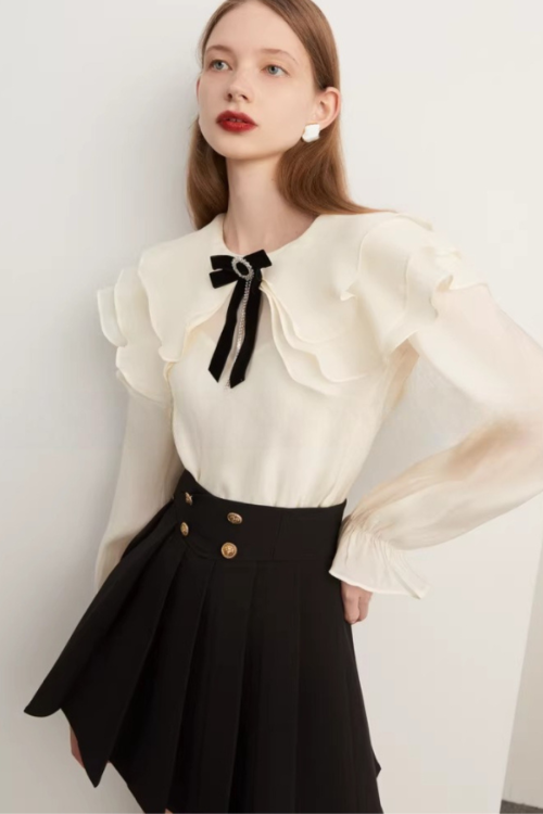 High-Waist Gold Button Skirt