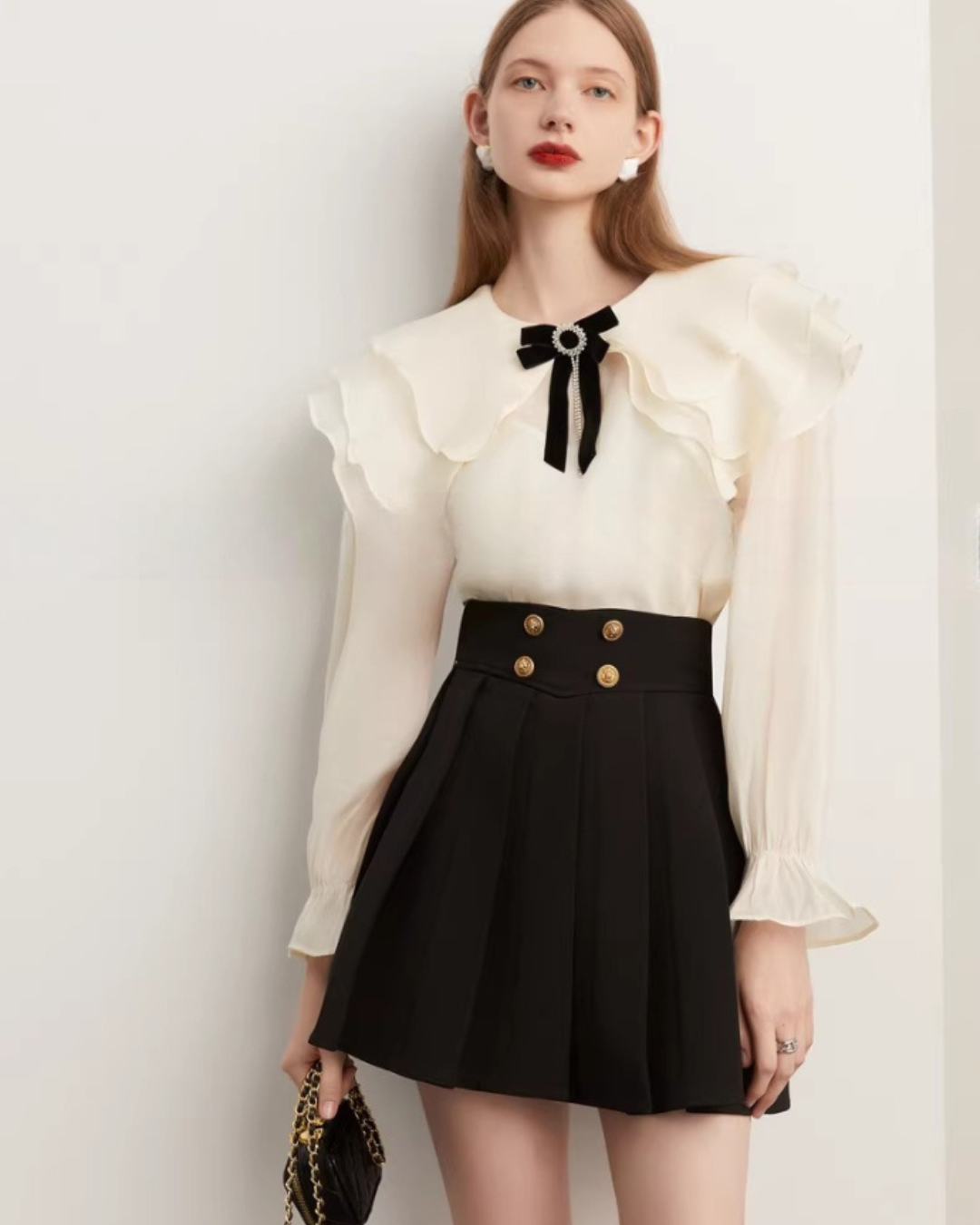 High-Waist Gold Button Skirt High-Waist Gold Button Skirt
