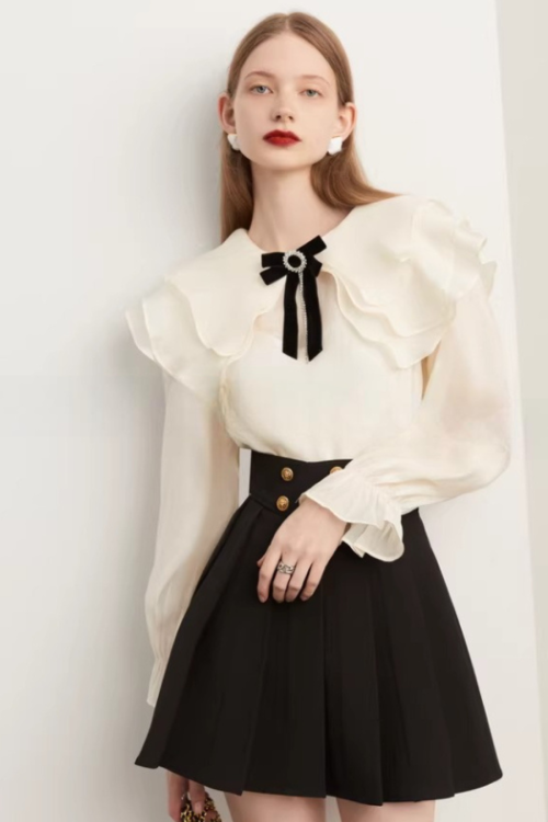 High-Waist Gold Button Skirt