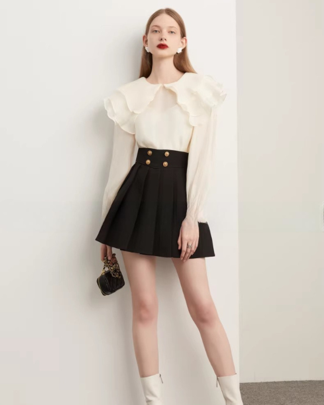 High-Waist Gold Button Skirt High-Waist Gold Button Skirt
