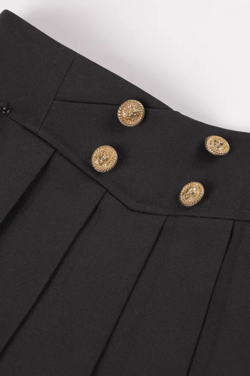 High-Waist Gold Button Skirt