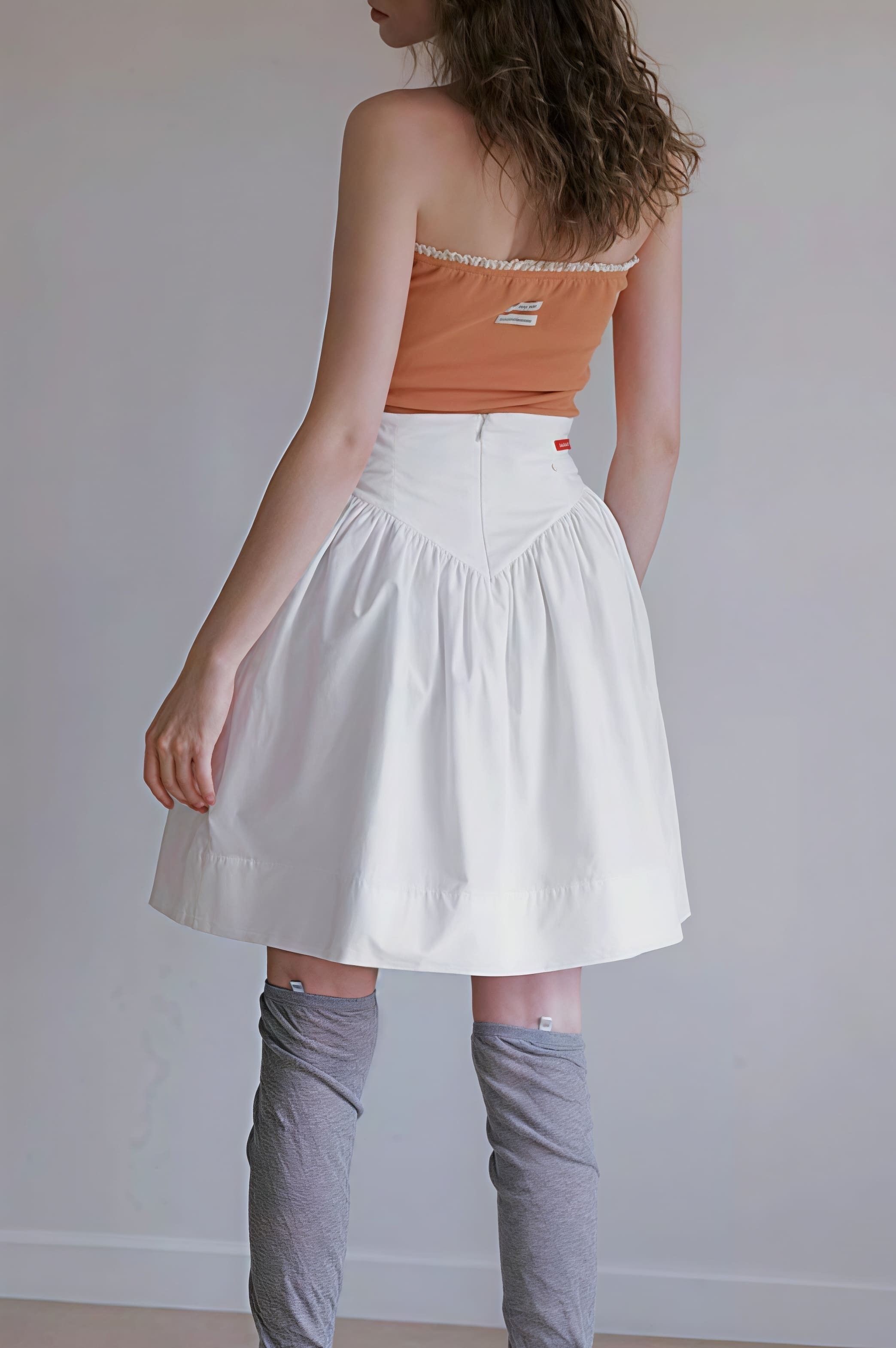 High Waist Pleated Waistband Solid Tulip Vintage Youthful Mini Skirt High Waist Pleated Waistband Solid Tulip Vintage Youthful Mini Skirt