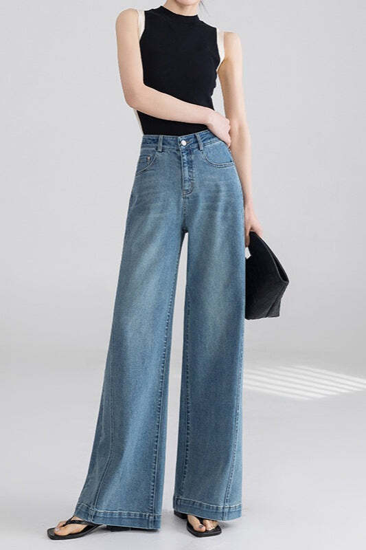 High Waist Wide Leg Flared Jeans