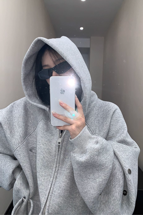 Hollow Out Zip Up Hoodie