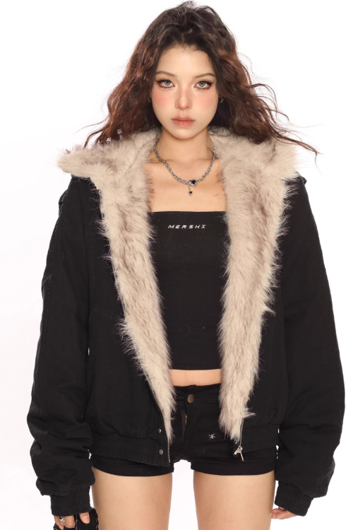 Hood Fleece Zip Up Jacket