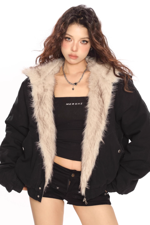 Hood Fleece Zip Up Jacket