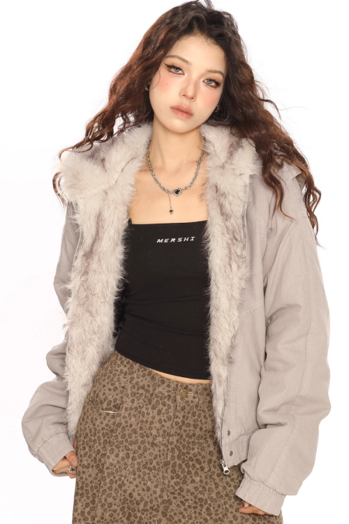 Hood Fleece Zip Up Jacket