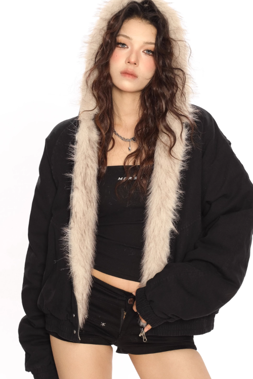 Hood Fleece Zip Up Jacket