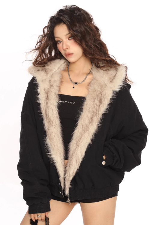 Hood Fleece Zip Up Jacket