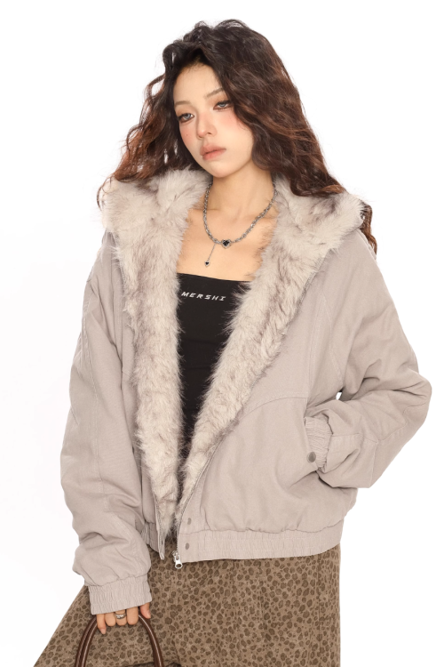 Hood Fleece Zip Up Jacket