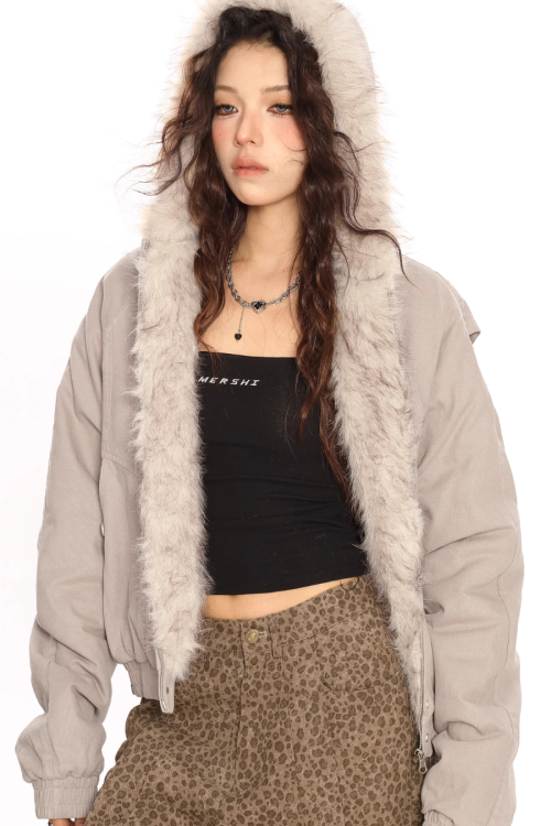 Hood Fleece Zip Up Jacket