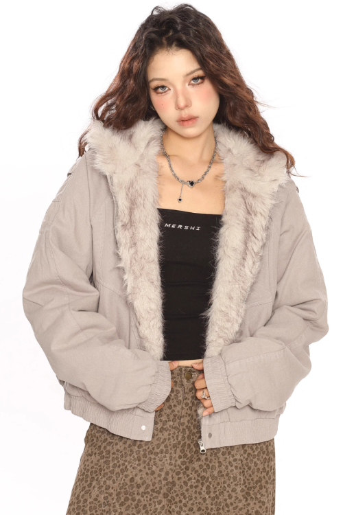 Hood Fleece Zip Up Jacket