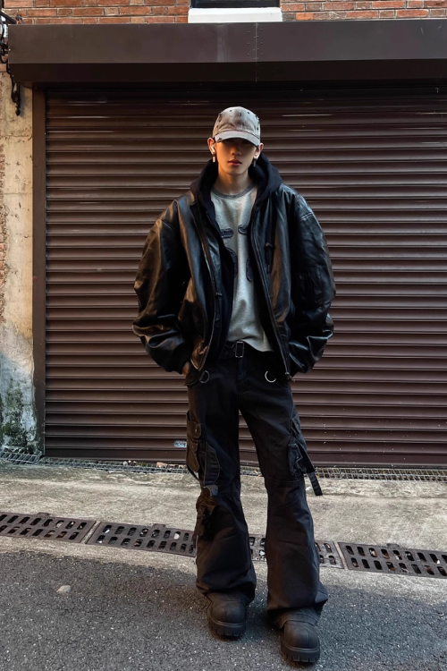 Hood Leather Cotton Jacket