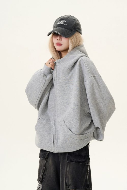 Hood Zip-Up Sweatshirt Jacket