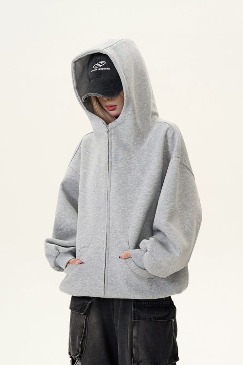 Hood Zip-Up Sweatshirt Jacket