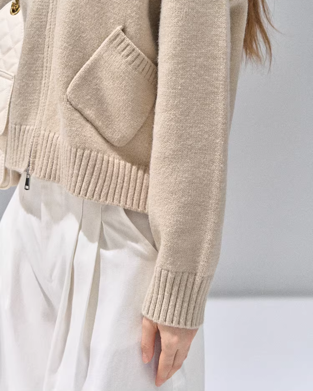 Hooded Fur Zip Knit Cardigan Hooded Fur Zip Knit Cardigan