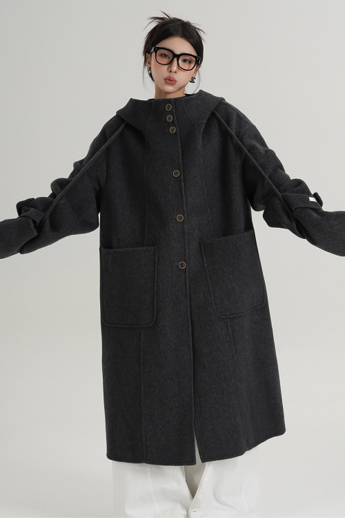 Hooded Gloves Long Coat