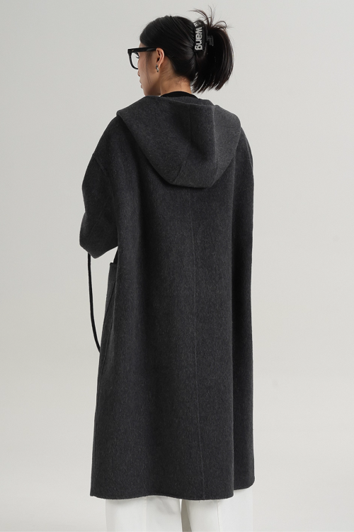 Hooded Gloves Long Coat