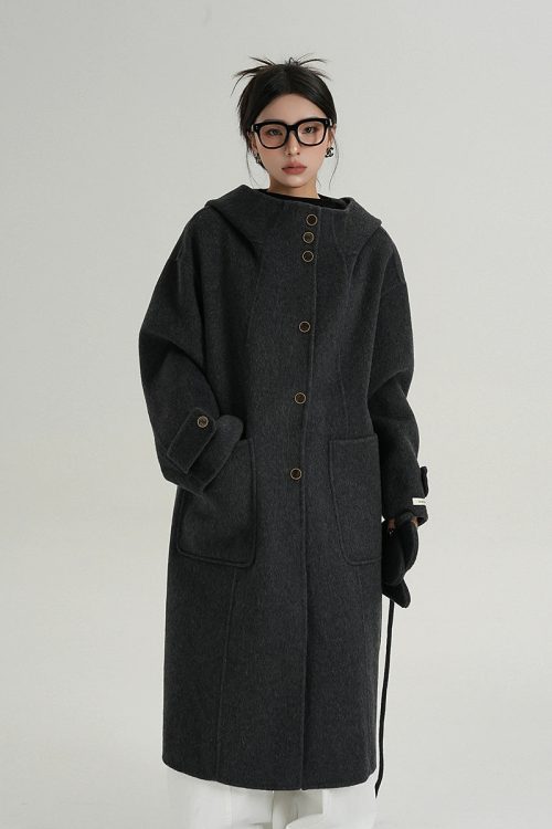 Hooded Gloves Long Coat