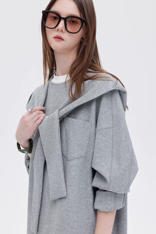 Hooded Long-Sleeve Sweatshirt Dress