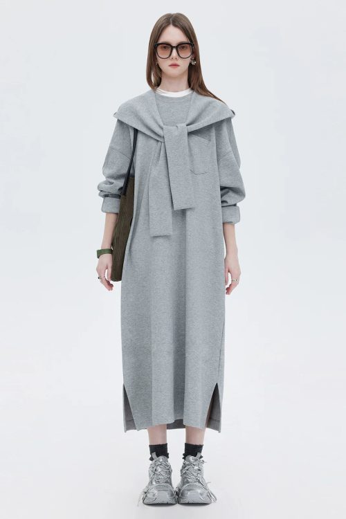Hooded Long-Sleeve Sweatshirt Dress