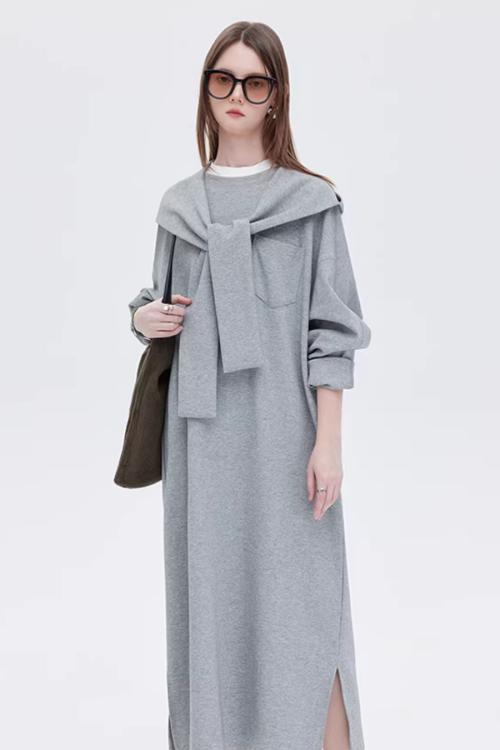 Hooded Long-Sleeve Sweatshirt Dress