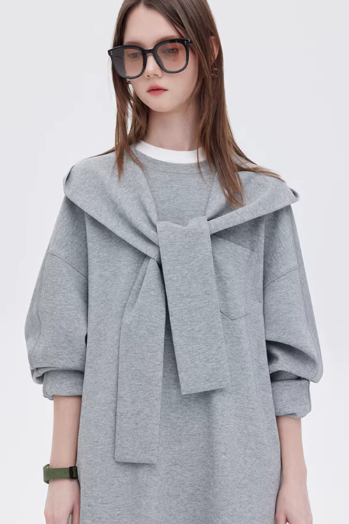 Hooded Long-Sleeve Sweatshirt Dress