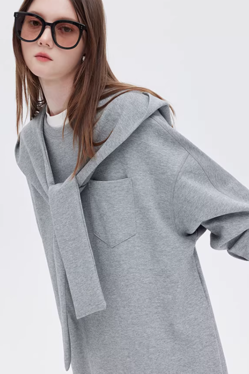 Hooded Long-Sleeve Sweatshirt Dress