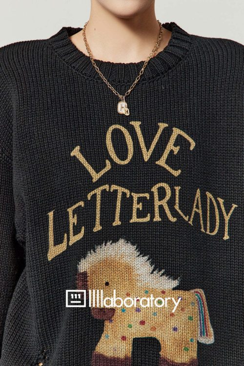 Horse Print Knit Top / Retro Mini Skirt