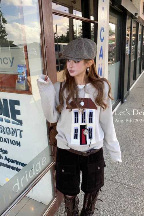 House Motif Knit Top