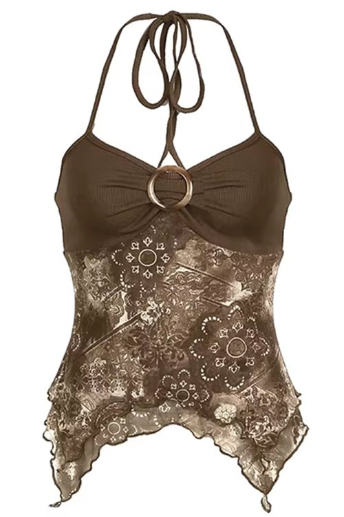 Indie Aesthetic Lace Halter Top