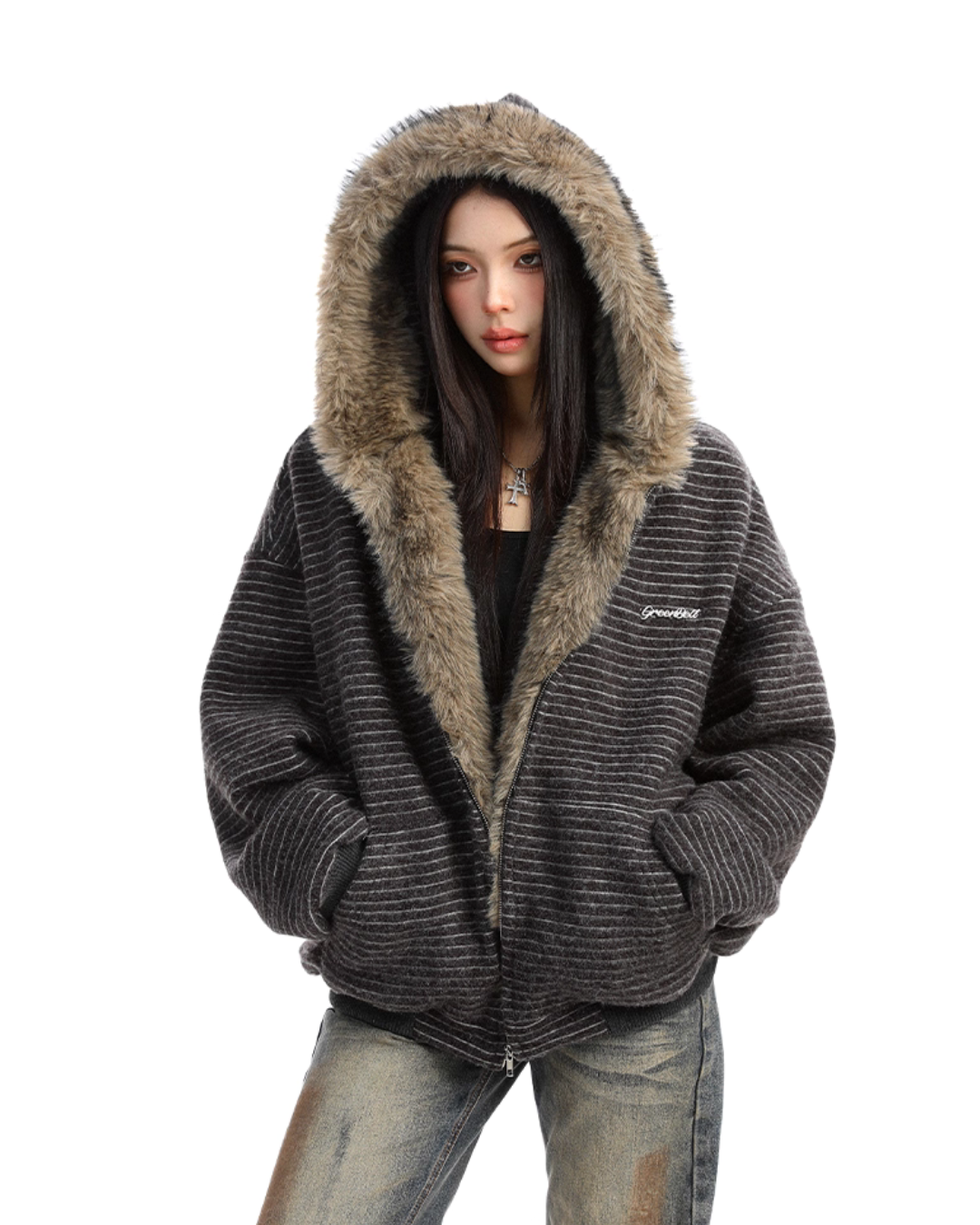 Inner Fur Thin Stripe Zip Hoodie Inner Fur Thin Stripe Zip Hoodie