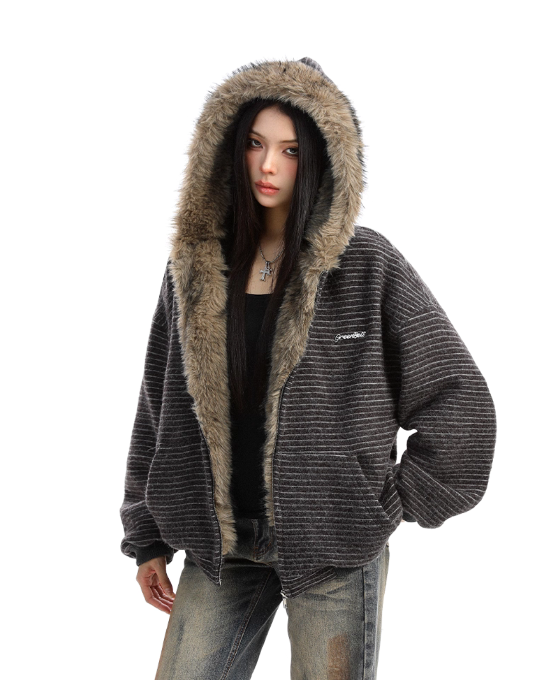 Inner Fur Thin Stripe Zip Hoodie Inner Fur Thin Stripe Zip Hoodie