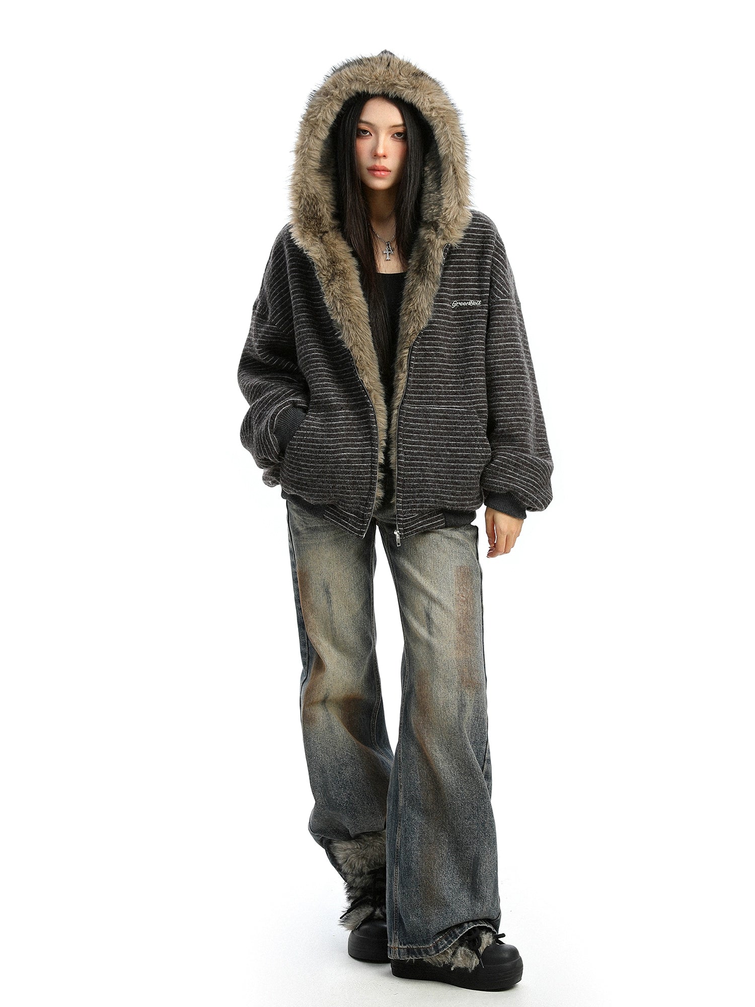 Inner Fur Thin Stripe Zip Hoodie Inner Fur Thin Stripe Zip Hoodie