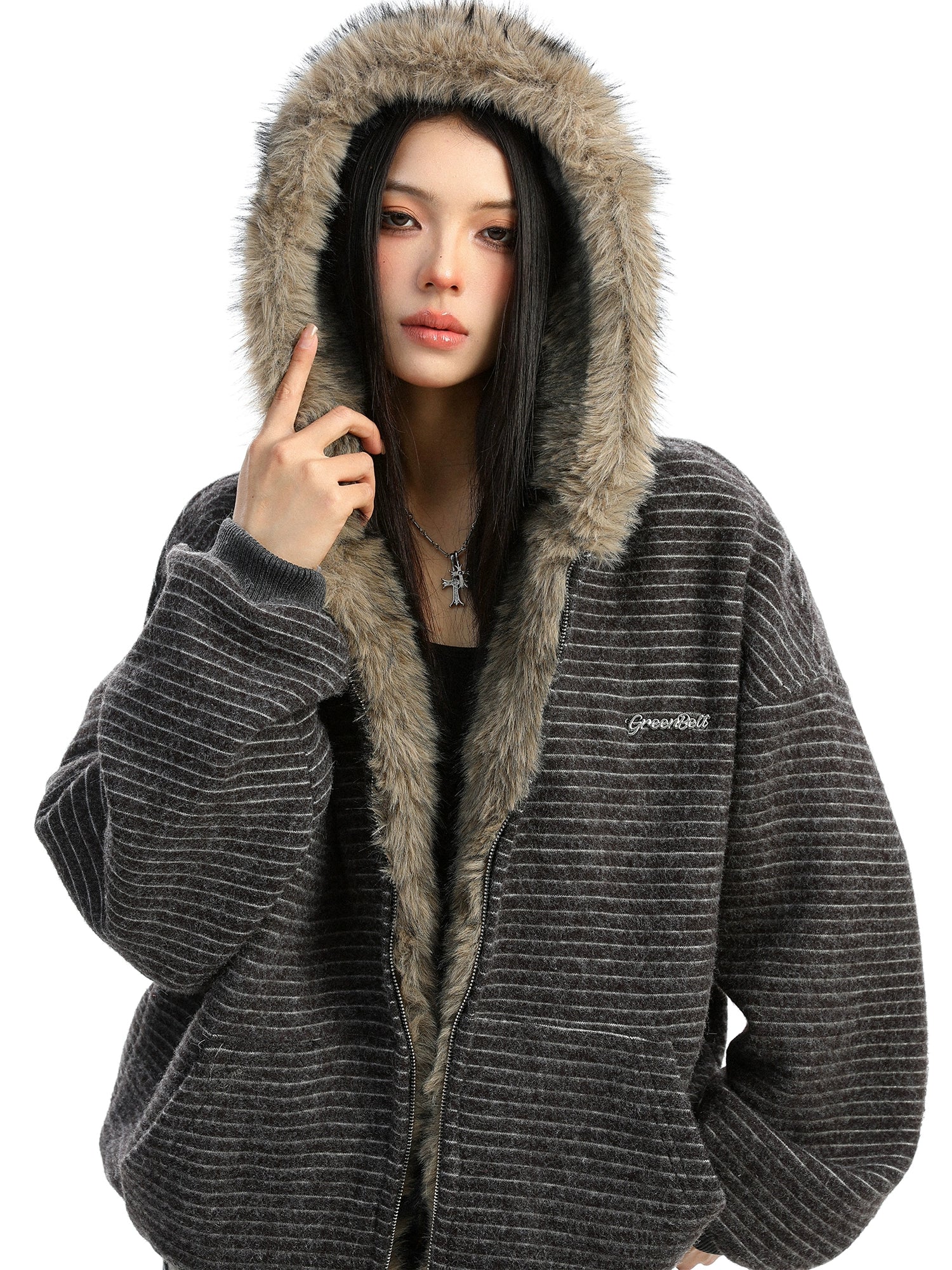 Inner Fur Thin Stripe Zip Hoodie Inner Fur Thin Stripe Zip Hoodie