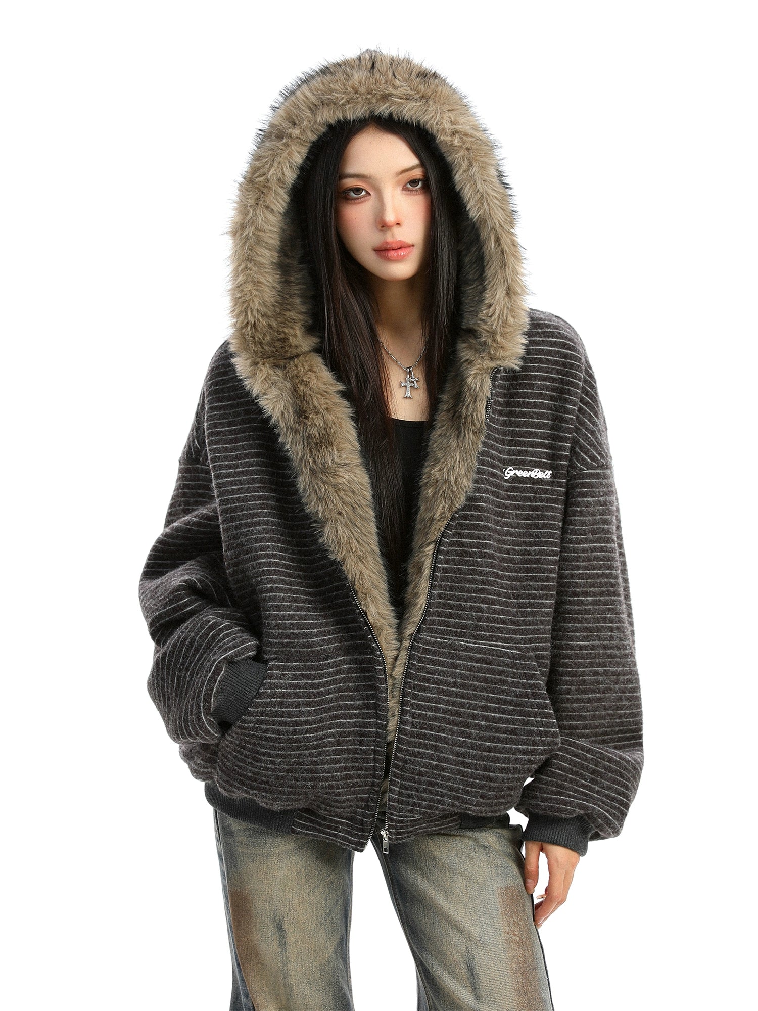 Inner Fur Thin Stripe Zip Hoodie Inner Fur Thin Stripe Zip Hoodie