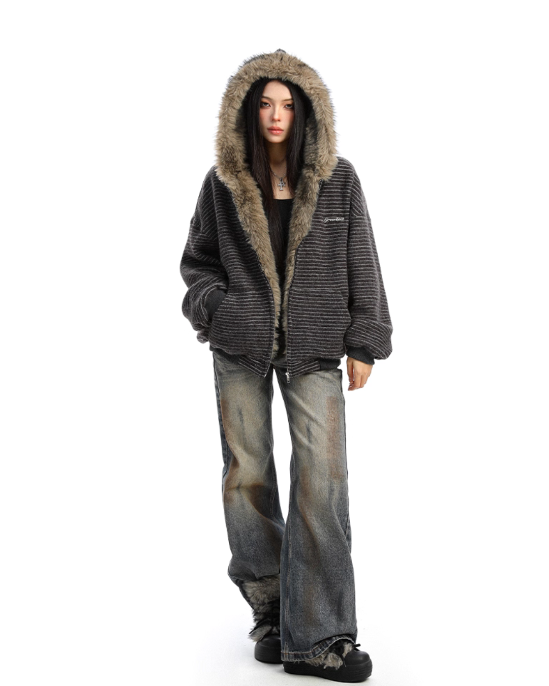 Inner Fur Thin Stripe Zip Hoodie Inner Fur Thin Stripe Zip Hoodie